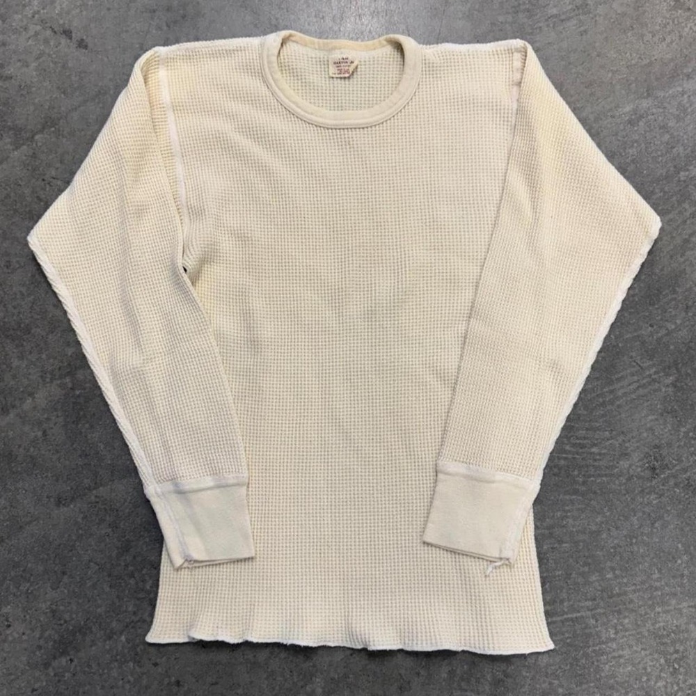 Vintage 70's Oaktown White Waffle Knit Thermal Large Lightly Distressed